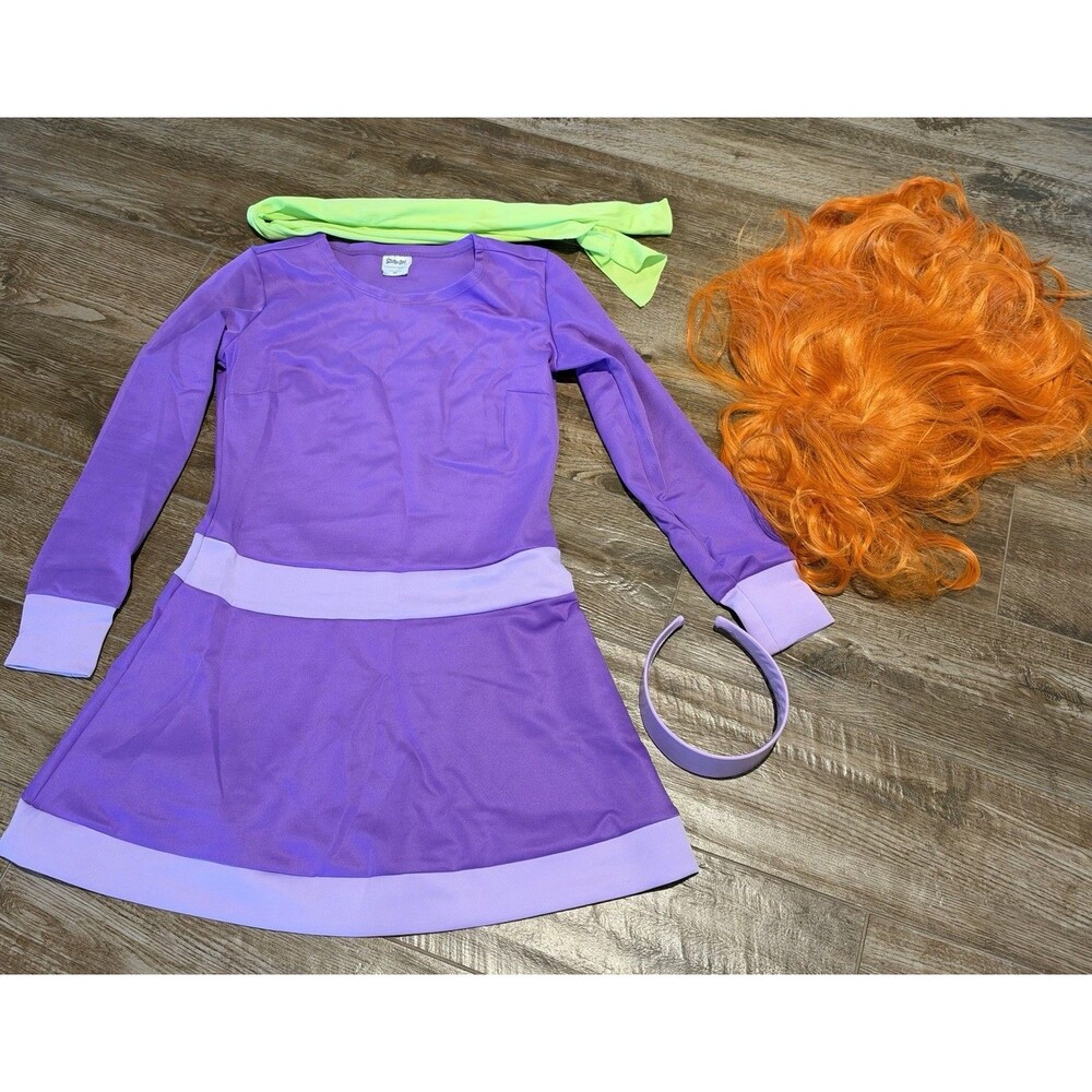 Spirit Halloween Scooby-Doo Daphne Costume Adult XS 4pc Dress WIG Headband Scarf